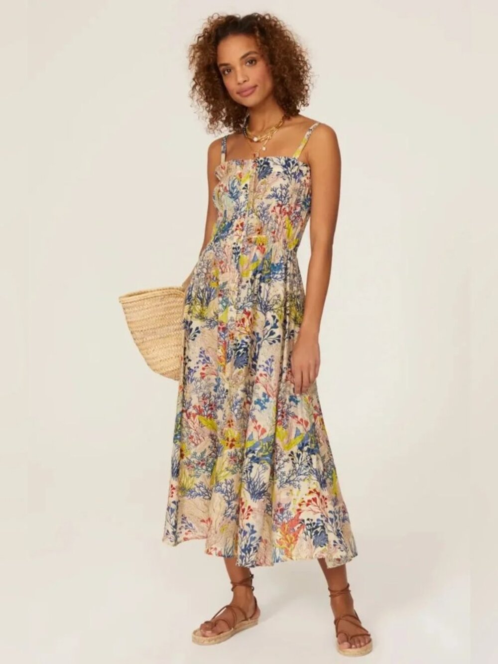 CHUFY Jimmy Botanical Asham Beige Maxi Dress sun coastal summer